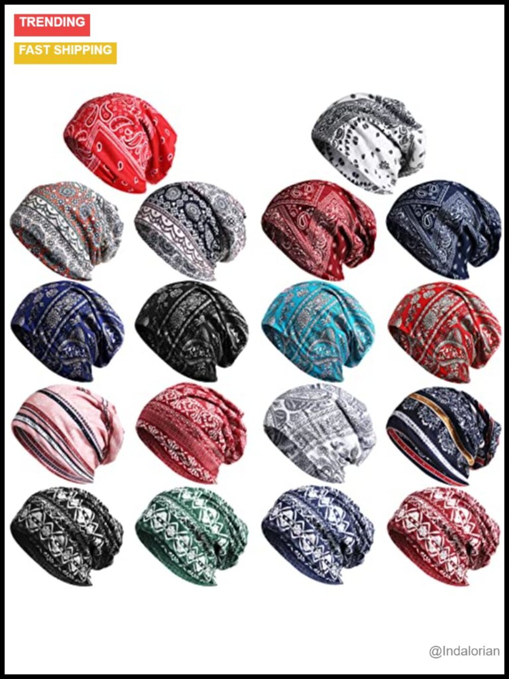 Thin Knit Slouchy Beanie Hats Set Sleep Caps Stretchy Baggy Unisex